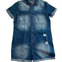 Big star Maddie Denim Shorts Romper Button Up One Piece Distressed Size L NWT Photo 0