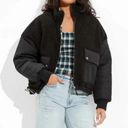 American Eagle Reversible Women’s Puffer Jacket Black Plaid Size Medium Photo 1