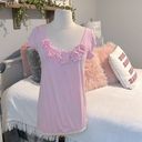 Fleurish  Pink Top Roomy Small Womens Knit Scoop Neck Solid Pastel Photo 3