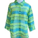 kim rogers  button front colorful lightweight collared quarter sleeve top  2X Photo 0