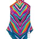 Trina Turk NWT  Louvre Striped High-Neck Reversible One-Piece Swimsuit Size 10 Photo 2