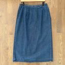 Talbots Vintage  Embroidered Chambray Denim Wrap Maxi Skirt in Blue Size Large Photo 5