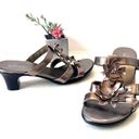 sbicca  of Colifornia Goldie Metallic Strappy Heeled Sandals Size 7.5W Flowers Photo 1