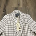 Anthropologie NEW  Size Small Tasha Windowpane Double-Breasted Blazer Ivory Black Photo 5