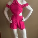 by the way. Hot Pink halter cold shoulder cut out romper sz XS  Photo 0