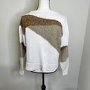 Lou & grey  Loft Colorblock Textured Coastal Crewneck Sweater Medium White/Tan Photo 5