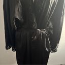 Go Softly Vintage Black Satin Silky Robe Size 2X Wrap Tie Midi Sleek Classic Photo 5