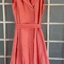 Jones New York Sz 8 100% Linen Coral Pink Button Front Sleeveless Wrap Dress Photo 0