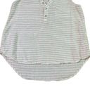 Magaschoni  White Taupe Stripe Sleeveless Shirt Top Blouse 100% Linen Size Small Photo 3