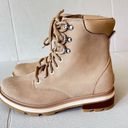 Sorel  Lennox Lace Up Waterproof Combat Boots Ceramic Canoe Tan Beige Sz 10 @ Photo 1