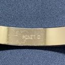 Monet Signed  Vintage Gold Tone Diagonal Textured Bangle Bracelet Small 2.5" Photo 3