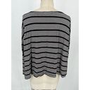 The Comfy  USA Boxy T-Shirt Sz S Black White Striped Long Sleeve Side Slit Lagenlook Photo 3