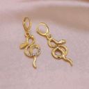 18K Gold Plated Gold Snake Drop Dangle Hoop Earrings for Women Photo 1