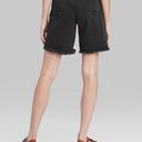 Wild Fable NWT 10 Black Wash Denim High Rise Bermuda Shorts Long Cutoff Hems New Photo 2