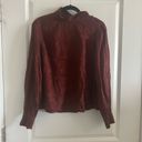 Wilfred  Aritzia Cecile Red Silk Jaquard Bow Collar Blouse Medium Long Sl… Photo 4