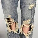 Nasty Gal  NWT Blue Acid Wash Distressed Rip High Rise Straight Leg Jeans Size 6 Photo 3