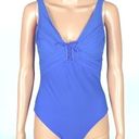 Gottex  blue one-piece swimsuit w/adjustable front tie and ruching. Size 10. EUC Photo 0