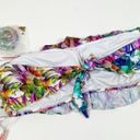 PilyQ  LANAI EMBROIDERED RUFFLE BANDEAU Floral Swim Bikini Top D NWT Photo 4