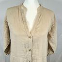 Solai the Label beige 100% cotton linen shirt dress with pockets size small Tan Photo 1