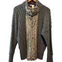 DKNY  Jeans Charcoal Gray Cardigan Sweater with Faux Fur Accent—Size Medium Photo 0