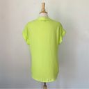 Cynthia Steffe Solid Neon Green Short Sleeve V-Neck Chiffon Blouse Photo 3