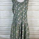 Vintage Blue  Cotton Wild Rose Primt Button Fromt Midi Dress Photo 0