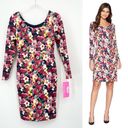 Betsey Johnson Betsy Johnson Floral Printed Scuba Dress Size 2 Long Sleeve Scoop Neck Photo 1