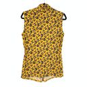 Carmen Marc Valvo Carmen Top Women's Size Large Yellow Floral Leopard Print Tank Blouse Knot Front Photo 1