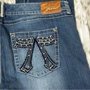 Seven 7 Women Sz 24 Distressed Denim Blue Jean Cropped Capri Leg Zip Embellished Photo 2