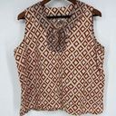 Lands'End  Sleeveless Tunic Top Sz 16P White Rust Orange Geometric Linen Shirt Photo 0