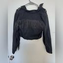 New Black Fringe Cropped Denim Jacket Size M Photo 8