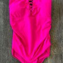 One Piece Yonique Pink Sexy ruched tummy control  bathing swim suit plus 20W Photo 3