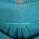 Free People Teal Leo Henley Long Sleeve Button Oversized Knit Top- Size Medium Photo 6