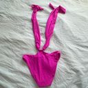 frankie's bikinis Dorothy hot pink cross chest wrap one piece bikini L Photo 13