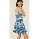 Rtr sz xs Rhode blue floral Casey v neck rope sleeve mini dress belted short Photo 1