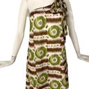 Trina Turk brown & green ikat one shoulder shift dress -0  Photo 0