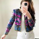 Vintage Blue  Pink Beaded Sequin Silk Blazer Jacket Mardi Gras sz Small Photo 1