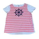 Tommy Hilfiger  Nautical Striped Short Sleeve Graphic T-shirt Navy Blue Pink XL Photo 0