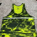 Nike Dri-Fit Regular Fit Activewear Tank Top Lime Green Black Water Print Large Photo 7