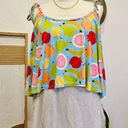 Kortni Jeane Bright Fruit Print Built in Bra Flowly Bow Tie Strap Cropped Top Swim 2XL Photo 0