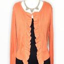 Elle Orange Ruffled Cardigan Sweater Medium Photo 0