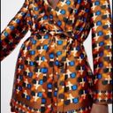 ZARA  NWT Satin Orange Printed Belted Blazer Photo 3