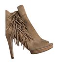 BCBGeneration BCBG Suede Open Toe Fringe Western Platform Booties Women Size 7M/37 Boho Photo 1