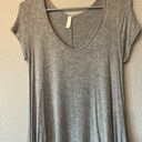 Acting Pro Grey Short Sleeve V neck tunic Top Photo 3