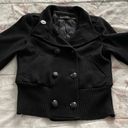 Guess  Jeans black wool blend lined double breasted jacket coat, size M preppy Photo 8