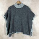 Ann Taylor Striped Charcoal/Gray Poncho Turtleneck Sweater XS/S Photo 2