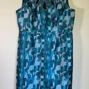 Tahari  ARTHUR S LEVINE Size 12 Teal Jewels Neckline Metallic‎ Jacquard Dress Photo 0