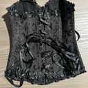 New Black Ruffled Lace Up Boned Overbust Corset Size XS Photo 6