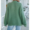 High Neck Ribbed Knit Sweater Oversized Drop Shoulder Stretchy Women’s Size M Photo 2