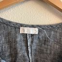 CP Shades  Gray Linen Split Neck Short Sleeve Tunic Blouse L Photo 3